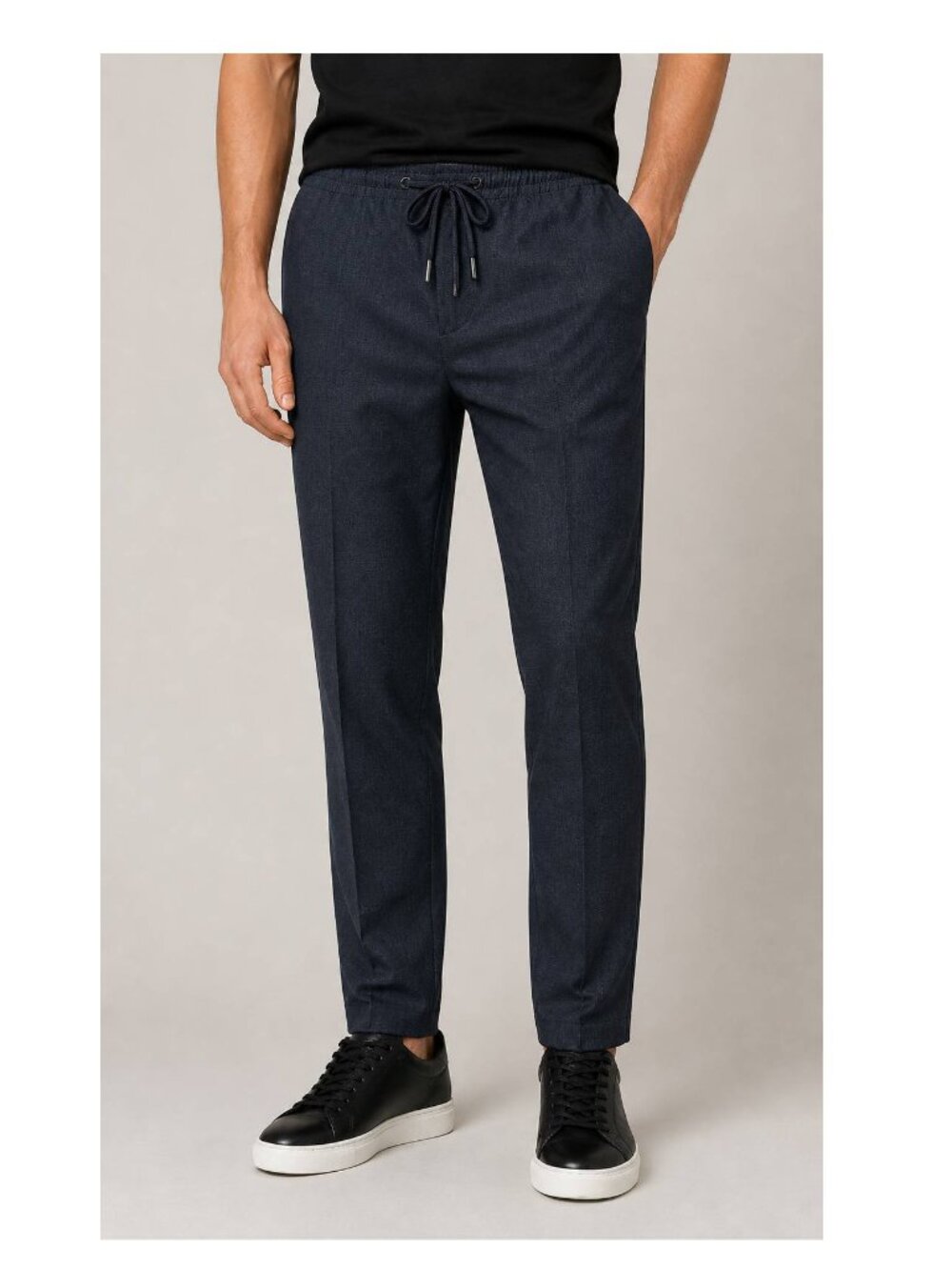 New  Armani Exchange Mens Pleated Front Viscose Casual Pants, Navy Thin Grid, 34